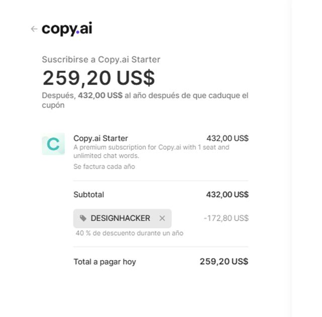 CopyAI checkout page showing CopyAI promo code box | Screenshot taken by SimplyCodes community member on Aug 25, 2025