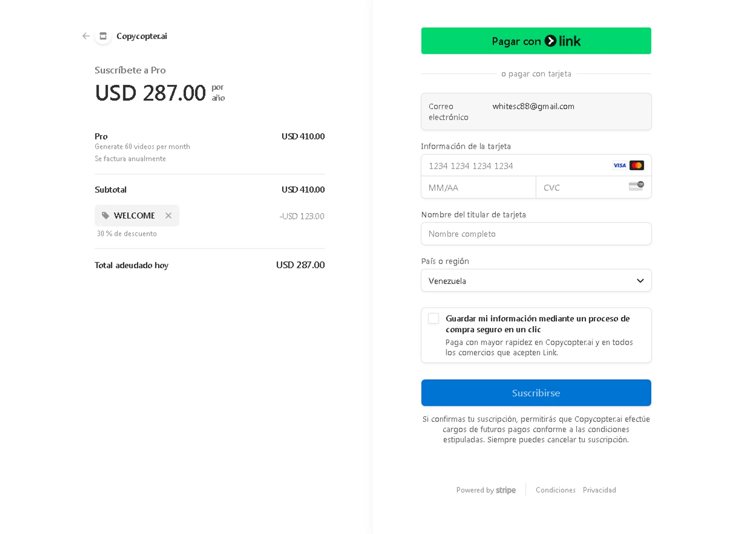 CopyCopter checkout page showing CopyCopter promo code box | Screenshot taken by SimplyCodes community member on Jan 12, 2025