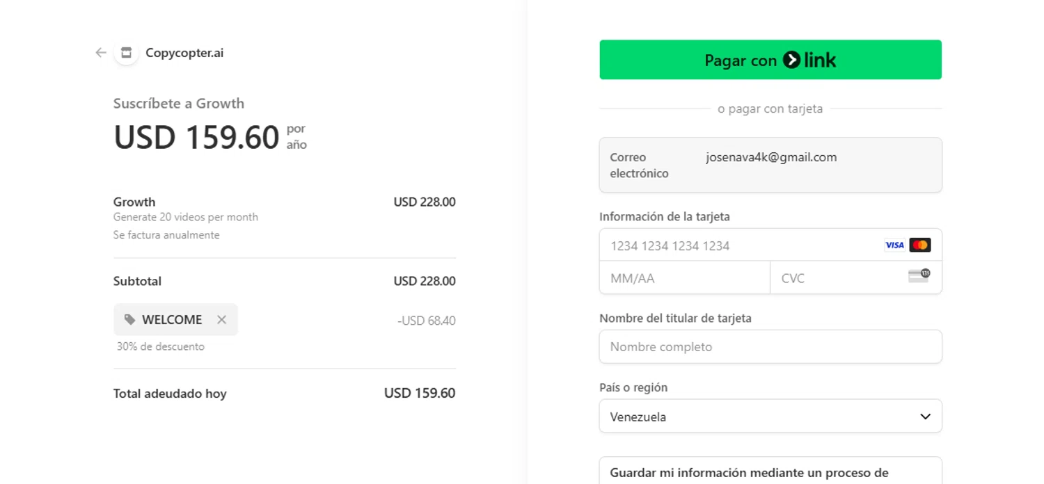 CopyCopter checkout page showing CopyCopter promo code box | Screenshot taken by SimplyCodes community member on Feb 10, 2025