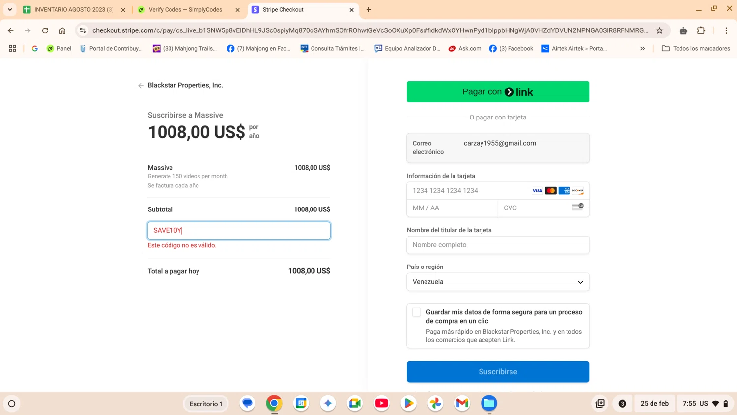 CopyCopter promo code screenshot showing code SAVE10Y applied at CopyCopter checkout page. Uploaded by SimplyCodes community member ShrewdExpert7367 on Feb 25, 2025