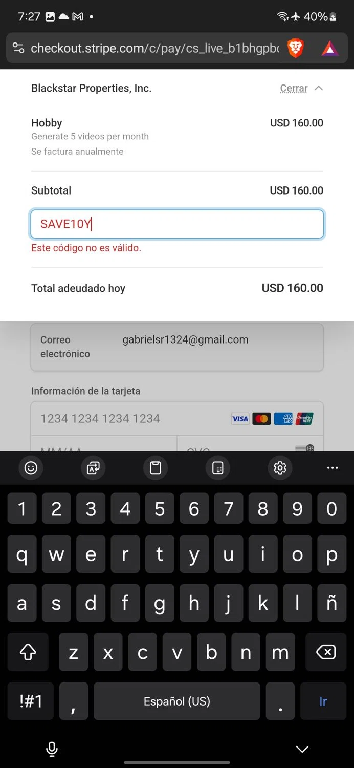 CopyCopter promo code screenshot showing code SAVE10Y applied at CopyCopter checkout page. Uploaded by SimplyCodes community member conorgrey on Feb 25, 2025