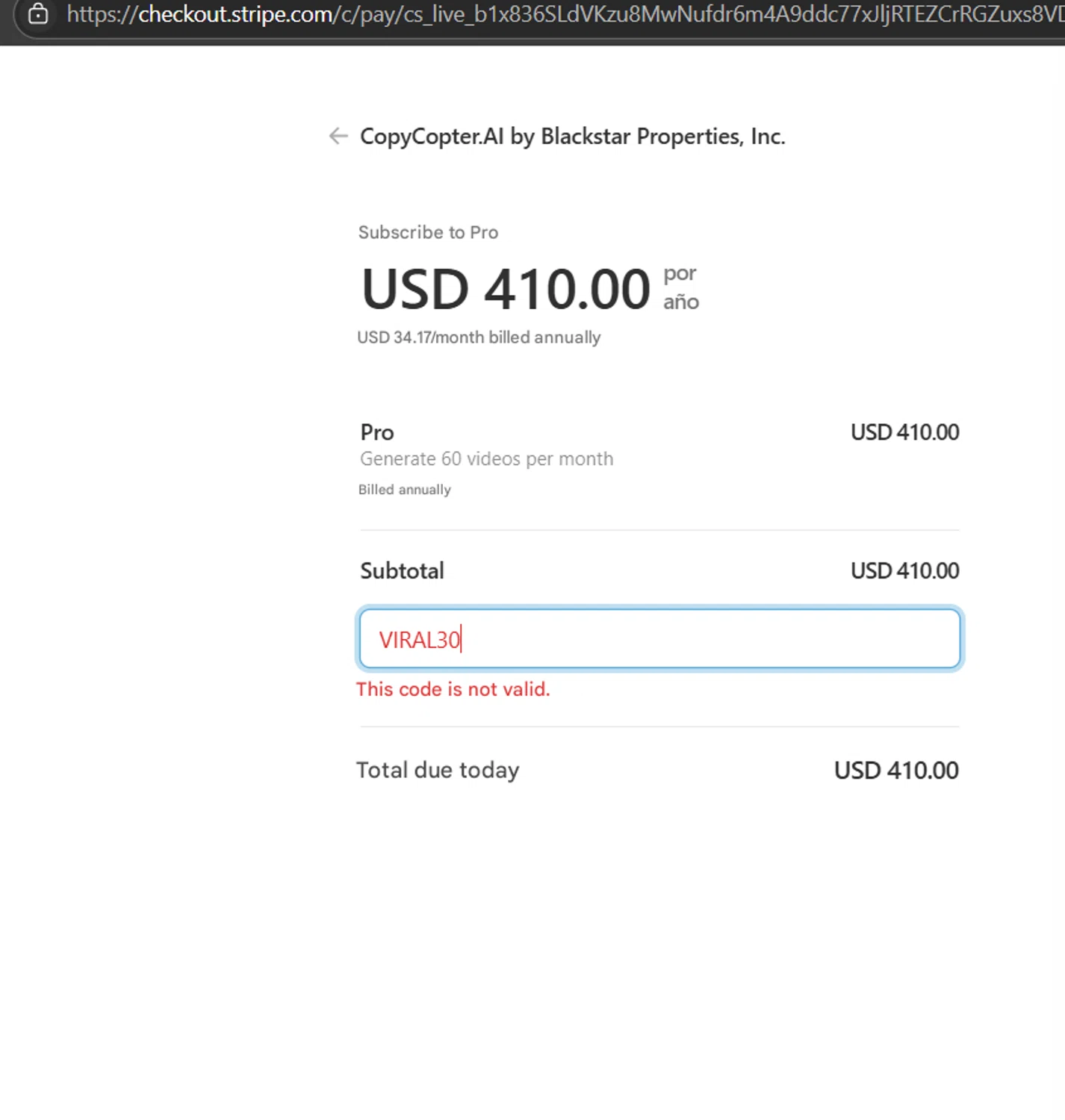 CopyCopter promo code screenshot showing code VIRAL30 applied at CopyCopter checkout page. Uploaded by SimplyCodes community member JasnibelEgu on May 25, 2025