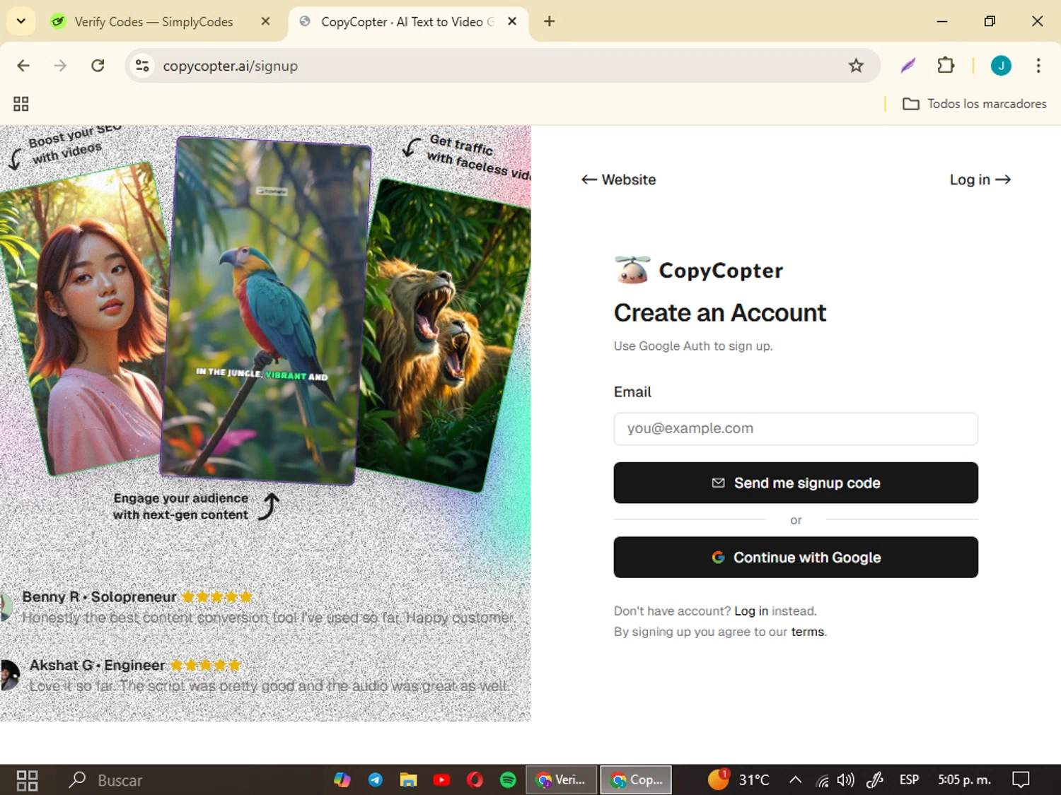 CopyCopter promo code screenshot showing code COPYCOPTER20 applied at CopyCopter checkout page. Uploaded by SimplyCodes community member JESUSCOLMAN on Jun 23, 2025