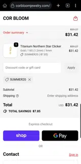 SUMMER20 coupon verification screenshot