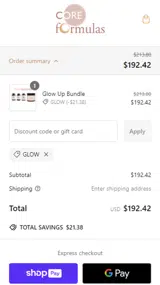 GLOW coupon verification screenshot