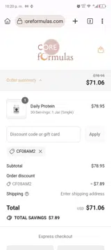 CF08AM2 coupon verification screenshot