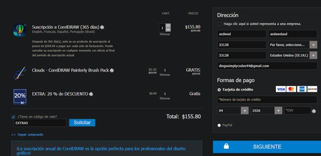 Corel checkout page showing Corel discount code box | Screenshot taken by SimplyCodes community member on Dec 1, 2024