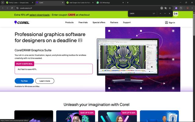 Corel checkout page showing Corel discount code box | Screenshot taken by SimplyCodes community member on Sep 1, 2025