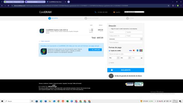 Corel checkout page showing Corel discount code box | Screenshot taken by SimplyCodes community member on Oct 24, 2024