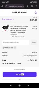 WELCOME20 coupon verification screenshot