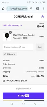 Rod20 coupon verification screenshot