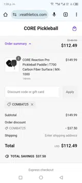 Combat25 coupon verification screenshot