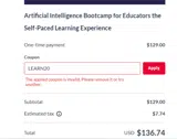 LEARN20 coupon verification screenshot
