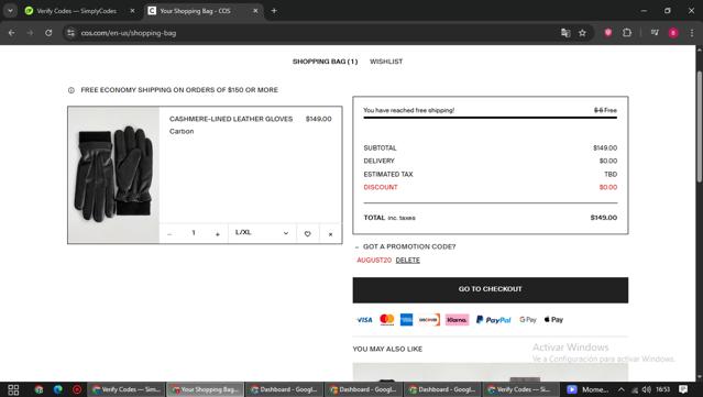 COS checkout page showing COS promo code box | Screenshot taken by SimplyCodes community member on Sep 6, 2025