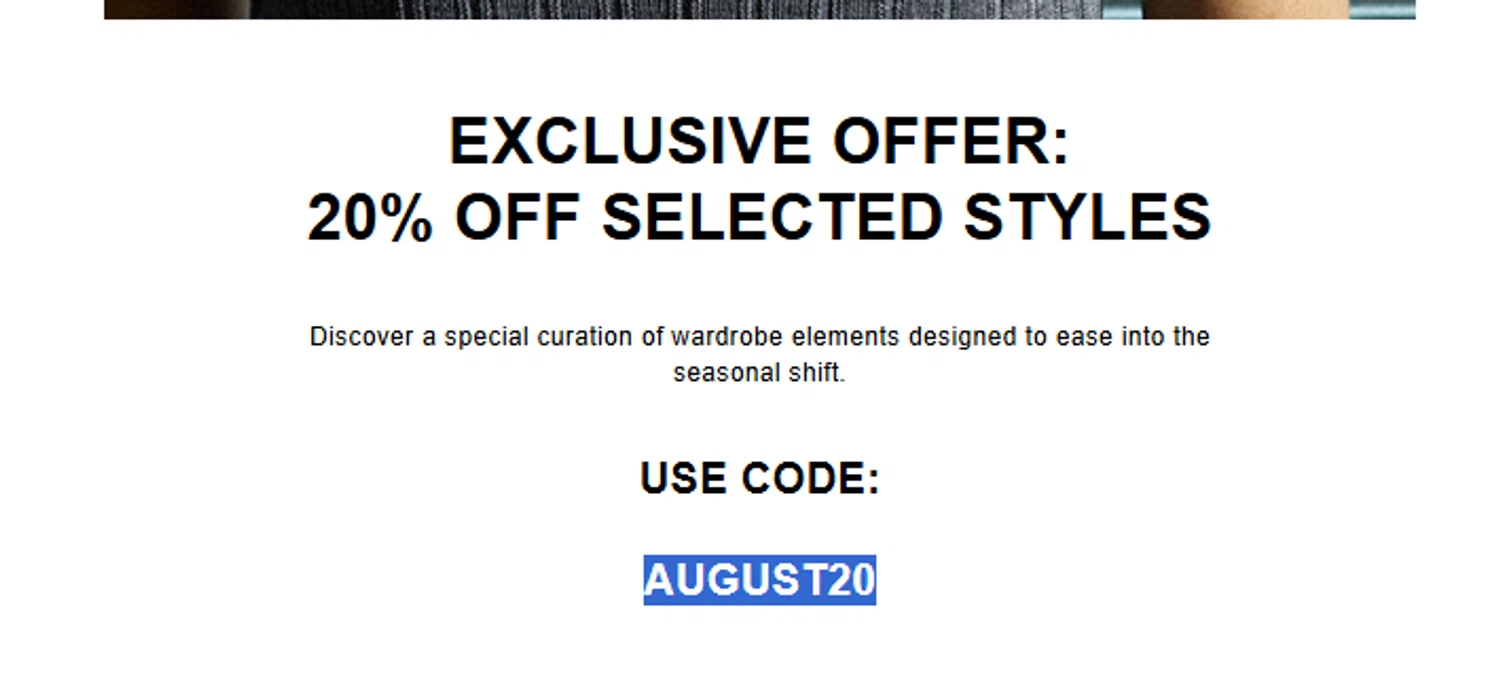COS promo code screenshot showing code AUGUST20 applied at COS checkout page. Uploaded by SimplyCodes community member Biden0442069257555 on Aug 14, 2025
