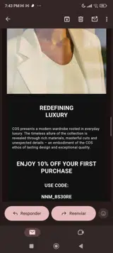 COS coupon verification screenshot