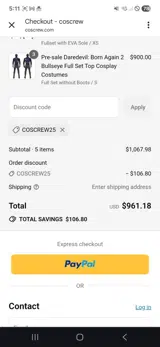 Coscrew25 coupon verification screenshot
