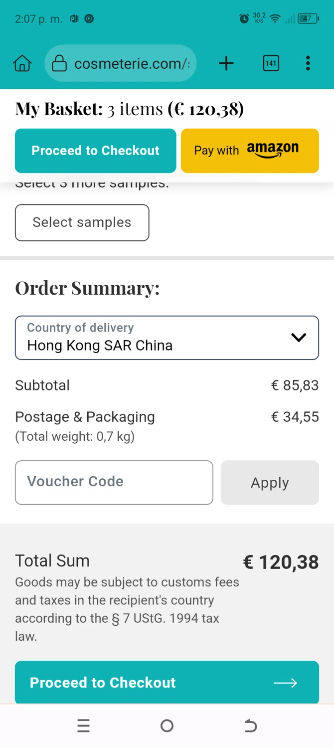 Cosmeterie discount code screenshot showing code IWD-25 applied at Cosmeterie checkout page. Uploaded by SimplyCodes community member BonusChaser4306 on Oct 2, 2025