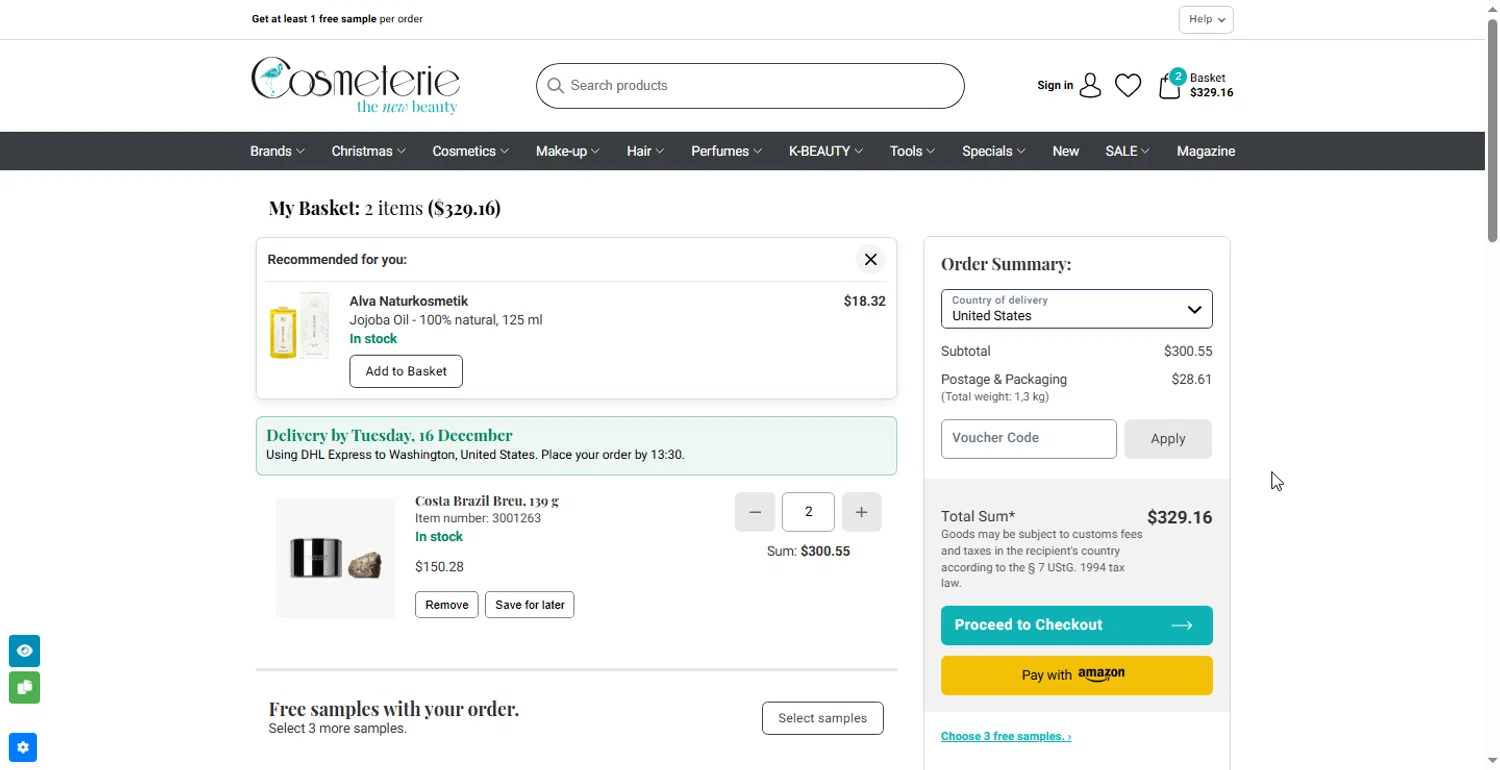 Cosmeterie discount code screenshot showing code IWD-25 applied at Cosmeterie checkout page. Uploaded by SimplyCodes community member LHaunter on Dec 11, 2025