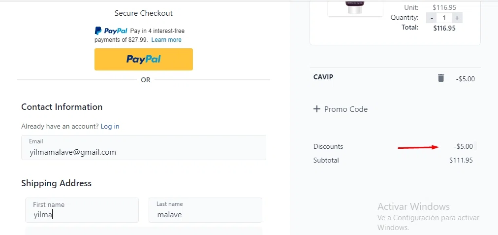 Cosmetic America checkout page showing Cosmetic America promo code box | Screenshot taken by SimplyCodes community member on May 23, 2022