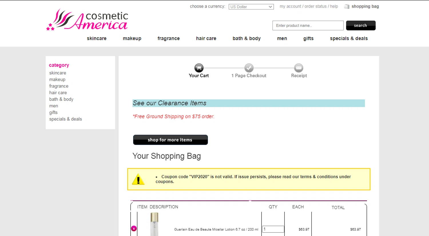 Cosmetic America promo code screenshot showing code VIP2020 applied at Cosmetic America checkout page. Uploaded by SimplyCodes community member SmartSaver7916 on Sep 18, 2025