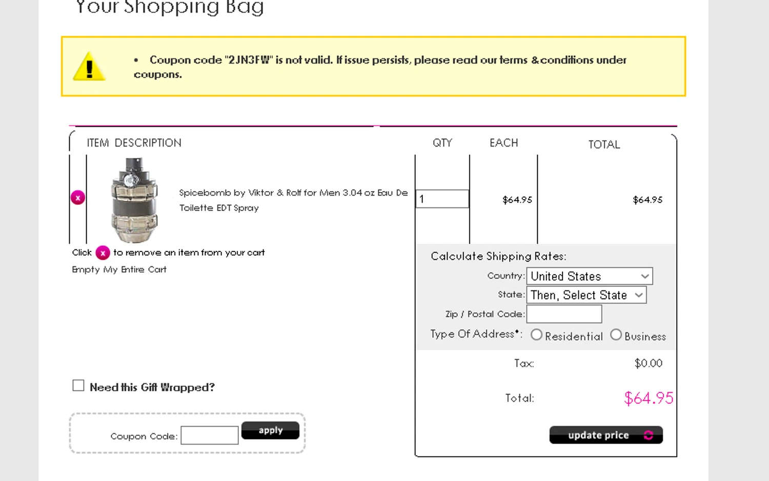 Cosmetic America checkout page showing Cosmetic America promo code box | Screenshot taken by SimplyCodes community member on Aug 3, 2024