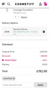 XMASTREAT coupon verification screenshot