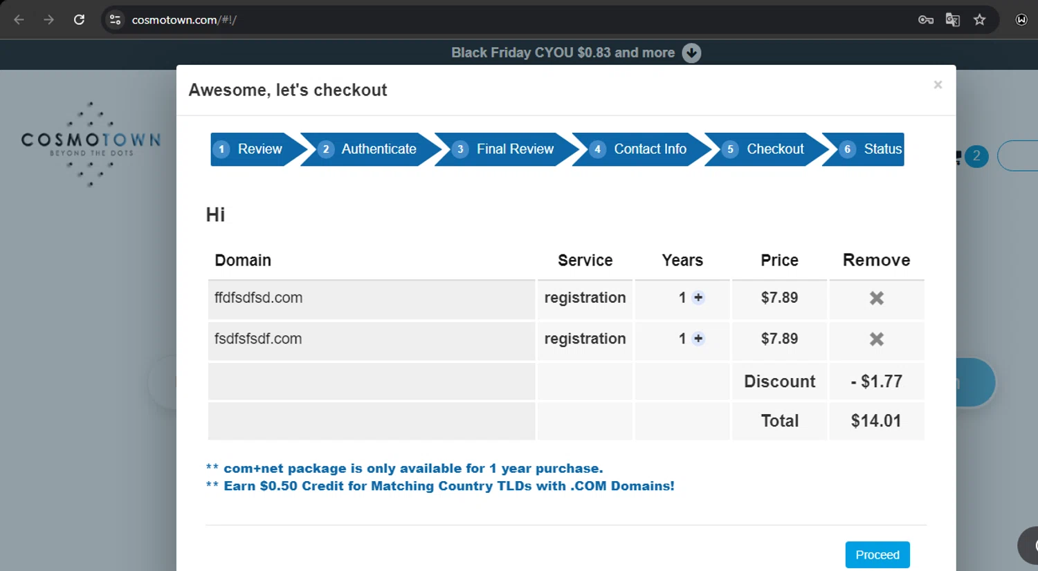 Cosmotown checkout page showing Cosmotown discount code box | Screenshot taken by SimplyCodes community member on Nov 28, 2024