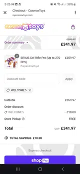 Welcome5 coupon verification screenshot