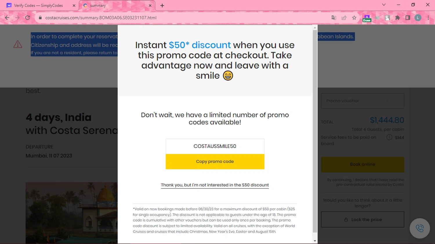 Costa Cruises Promo Codes - $100 Off Coupons May 2026