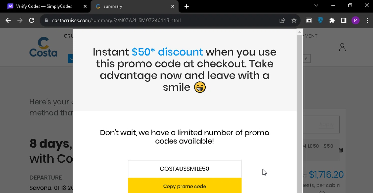 Costa Cruises Promo Codes - $50 Off Coupons Jul 2026