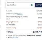 Costa Sunglasses coupon verification screenshot
