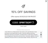 SPIRIT15OFF coupon verification screenshot