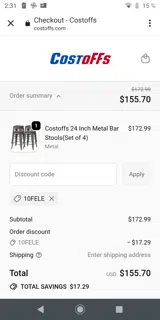 10FELE coupon verification screenshot