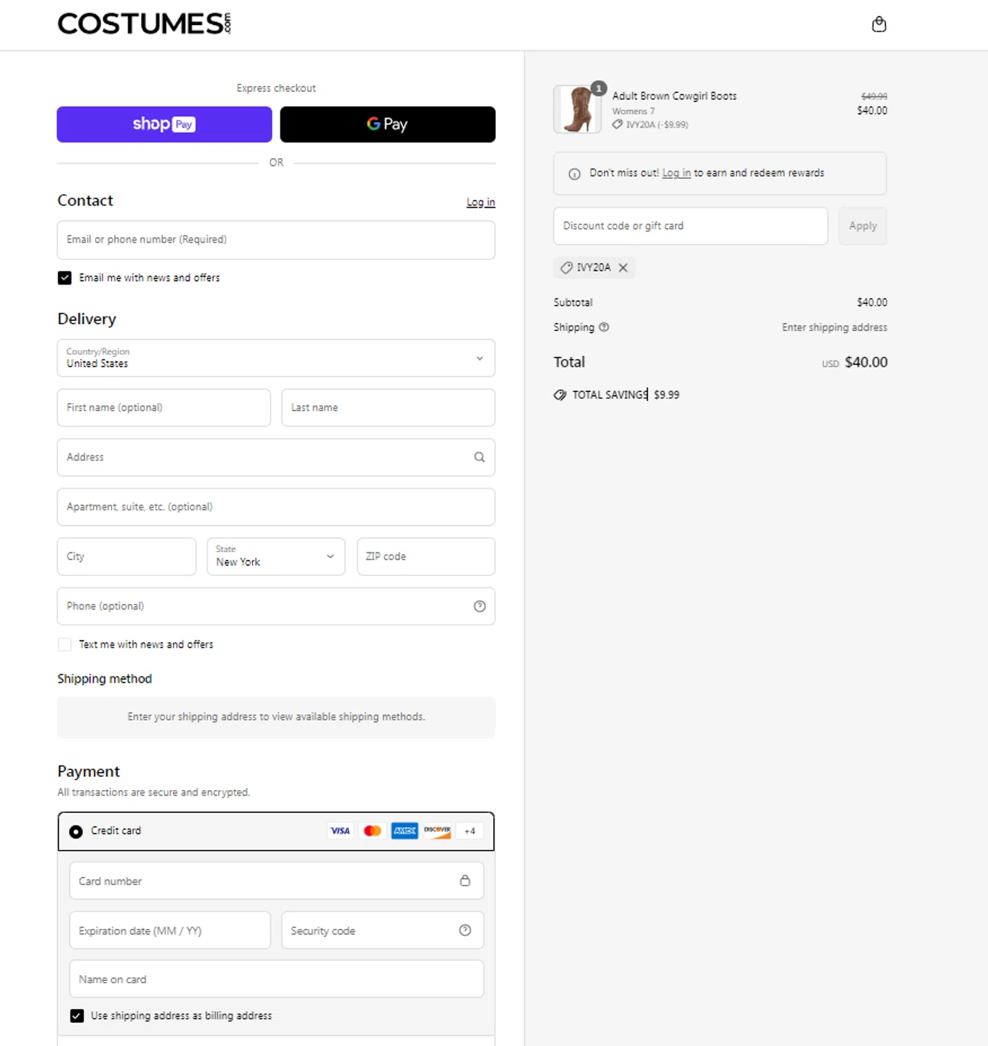 Costumes.com discount code screenshot showing code IVY20A applied at Costumes.com checkout page. Uploaded by SimplyCodes community member Yonaikeryriarte08 on Mar 25, 2025