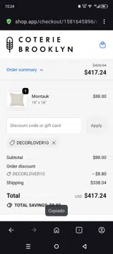 DECORLOVER10 coupon verification screenshot
