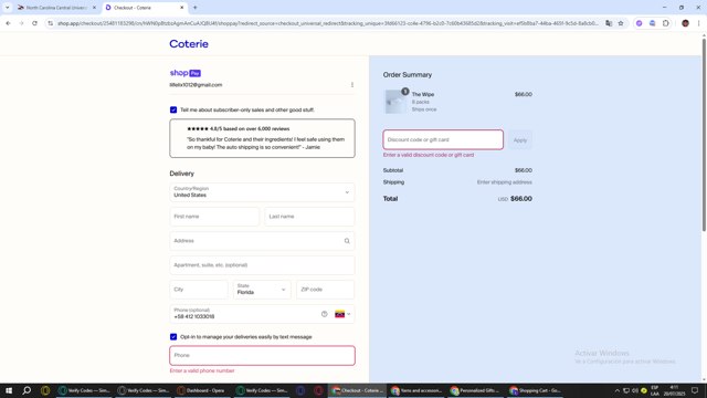 Coterie checkout page showing Coterie discount code box | Screenshot taken by SimplyCodes community member on Jul 20, 2025