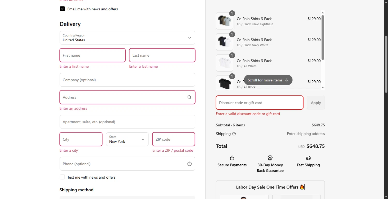 Co.Thirty Six promo code screenshot showing code FIRST10 applied at Co.Thirty Six checkout page. Uploaded by SimplyCodes community member RewardLion6202 on Aug 30, 2025
