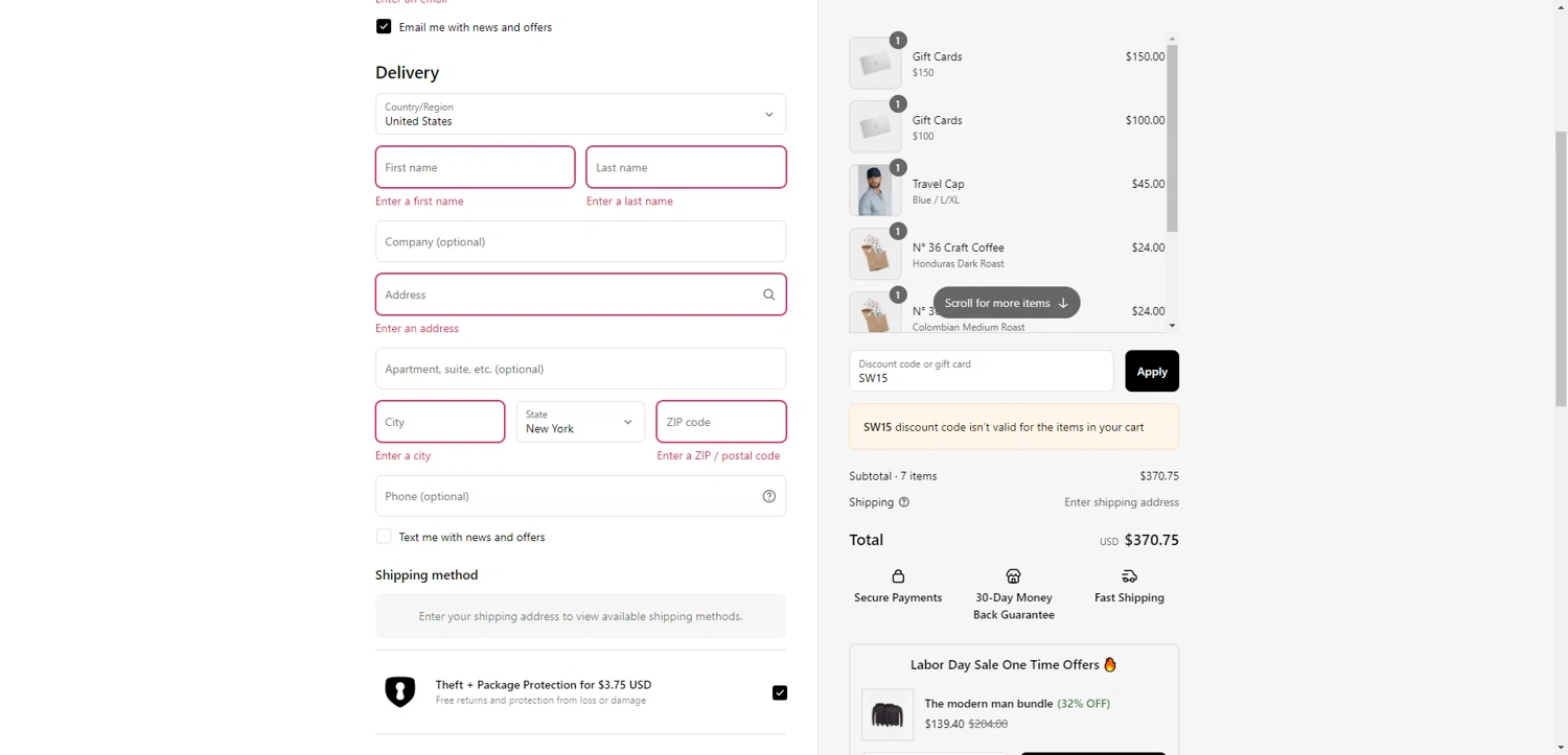 Co.Thirty Six promo code screenshot showing code SW15 applied at Co.Thirty Six checkout page. Uploaded by SimplyCodes community member SilverChaser3269 on Sep 11, 2025