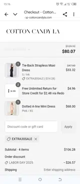 EXTRA30SALE coupon verification screenshot