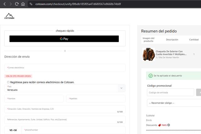 Cotosen checkout page showing Cotosen coupon code box | Screenshot taken by SimplyCodes community member on Sep 14, 2025