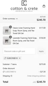 Cotton & Crete coupon verification screenshot