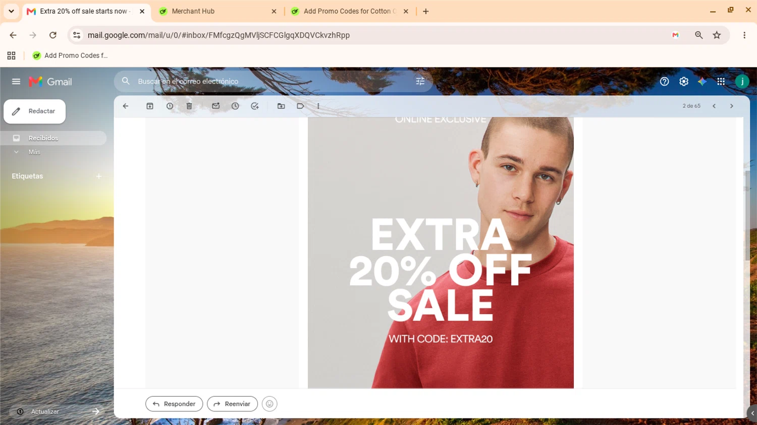 Cotton On promo code screenshot showing code extra20 applied at Cotton On checkout page. Uploaded by SimplyCodes community member yennifergonzalez on Jun 24, 2026