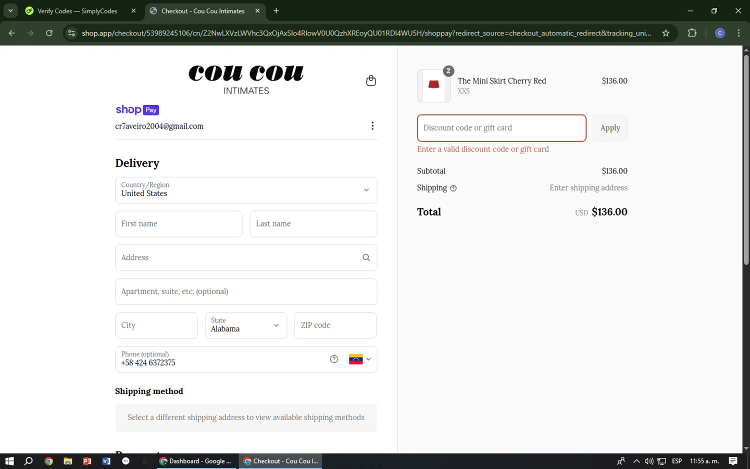 Cou Cou Intimates discount code screenshot showing code SUMMER applied at Cou Cou Intimates checkout page. Uploaded by SimplyCodes community member Cr7aveiro on Jul 3, 2025