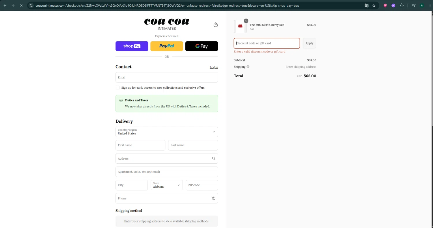 Cou Cou Intimates discount code screenshot showing code SUMMER applied at Cou Cou Intimates checkout page. Uploaded by SimplyCodes community member SavvyHawk5598 on Jul 3, 2025