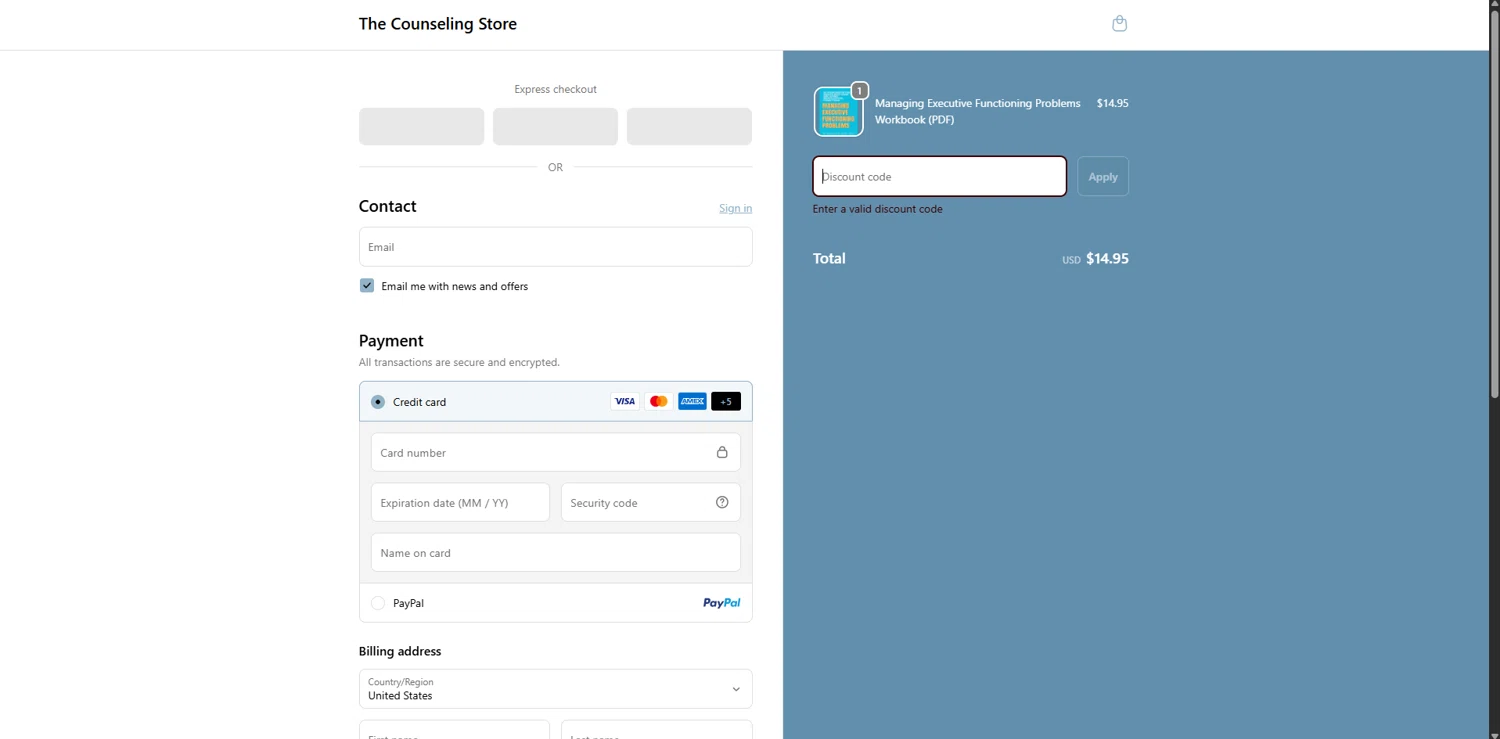 The Counseling Store promo code screenshot showing code TEN applied at The Counseling Store checkout page. Uploaded by SimplyCodes community member FortunateSeeker4672 on Nov 25, 2025