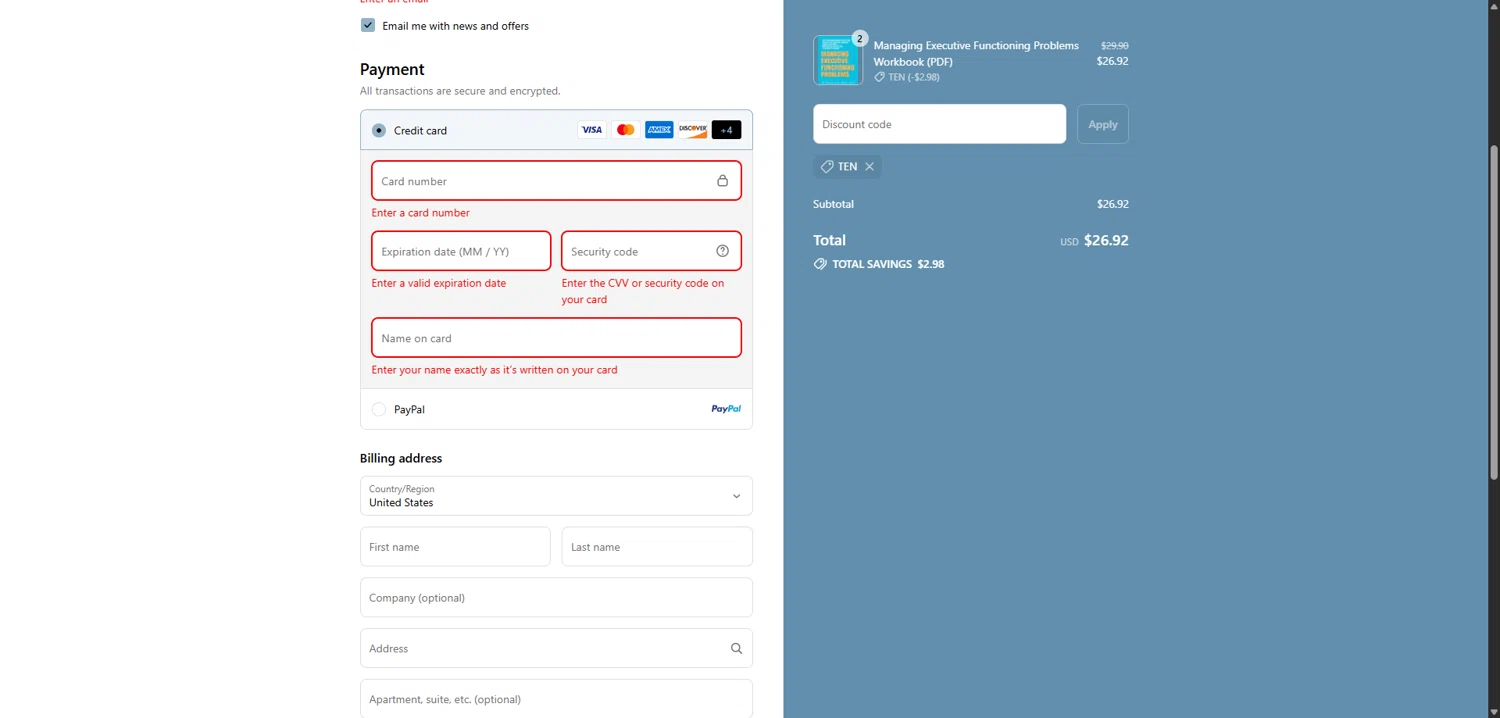 The Counseling Store promo code screenshot showing code TEN applied at The Counseling Store checkout page. Uploaded by SimplyCodes community member TokenCollector1268 on Aug 31, 2025