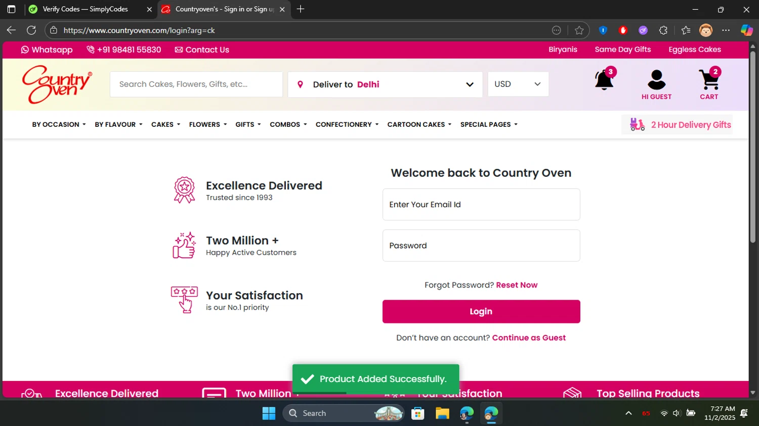 Countryoven coupon code screenshot showing code NEW10 applied at Countryoven checkout page. Uploaded by SimplyCodes community member Don_Quixote on Nov 2, 2025