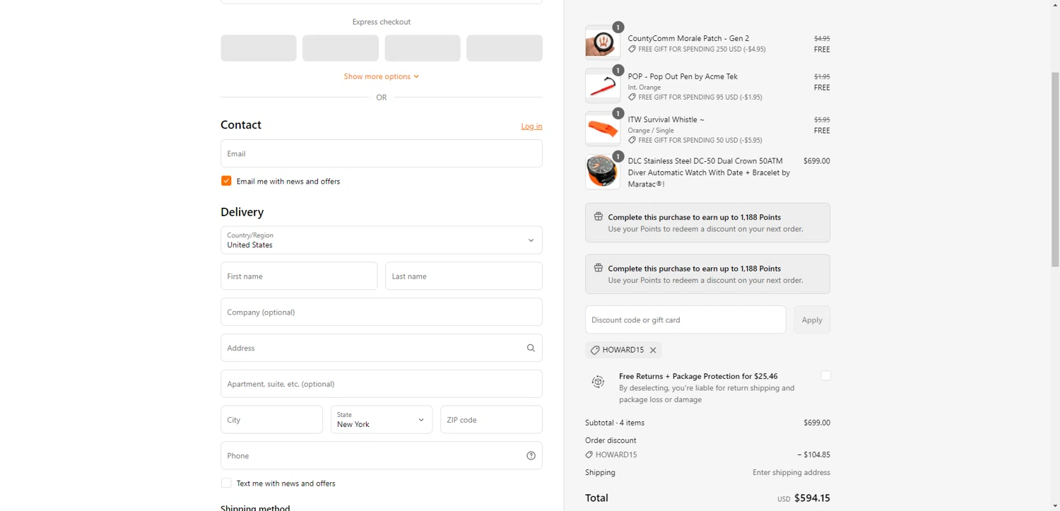 CountyComm discount code screenshot showing code HOWARD15 applied at CountyComm checkout page. Uploaded by SimplyCodes community member ScanRanger3503 on May 7, 2025