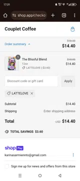 LATTELOVE coupon verification screenshot